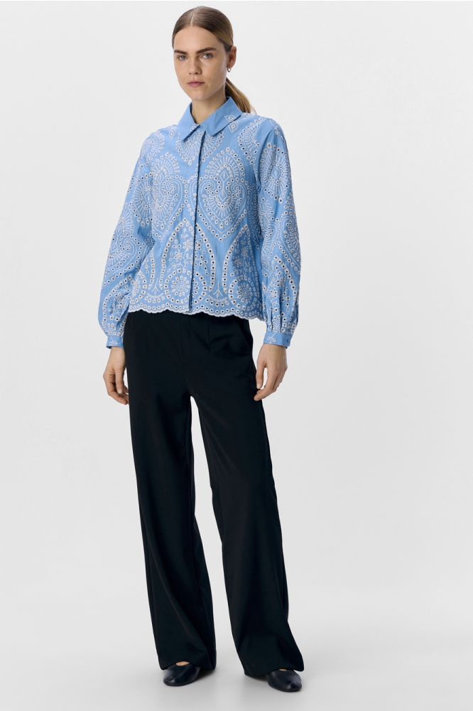 OBJBITTEN L/S RE SHIRT NOOS 23045717 CORNFLOWER BLUE/WHITE STIT